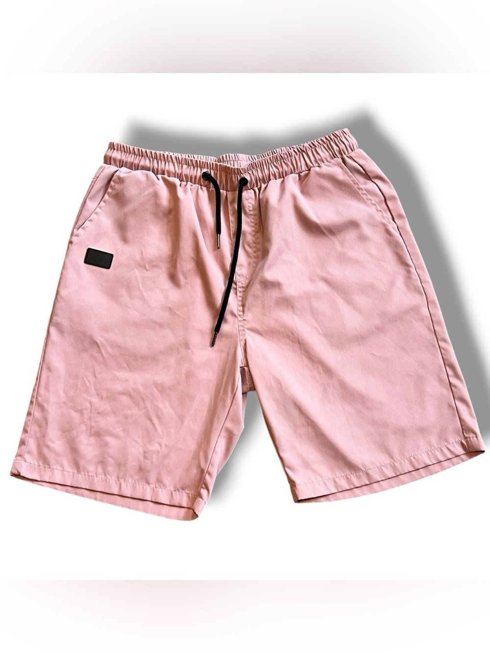 Manfinity Mens Patched Detail Drawstring Loose Shorts Pink Sz XL Preppy C-9